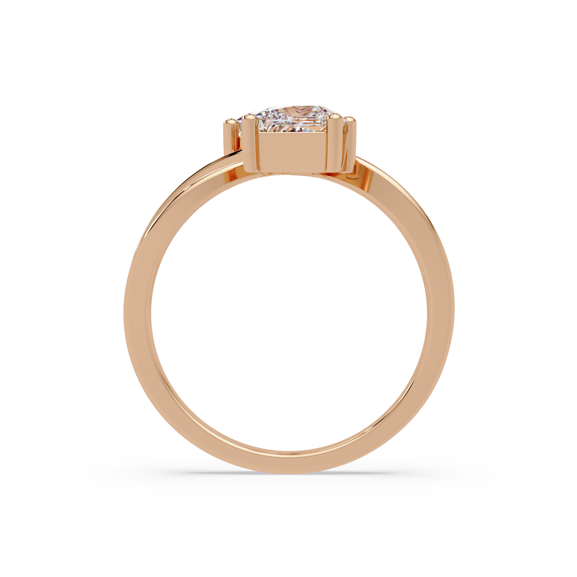 Princess Cut Bypass Diamond Ring | Infinity Twist Solitaire Ring