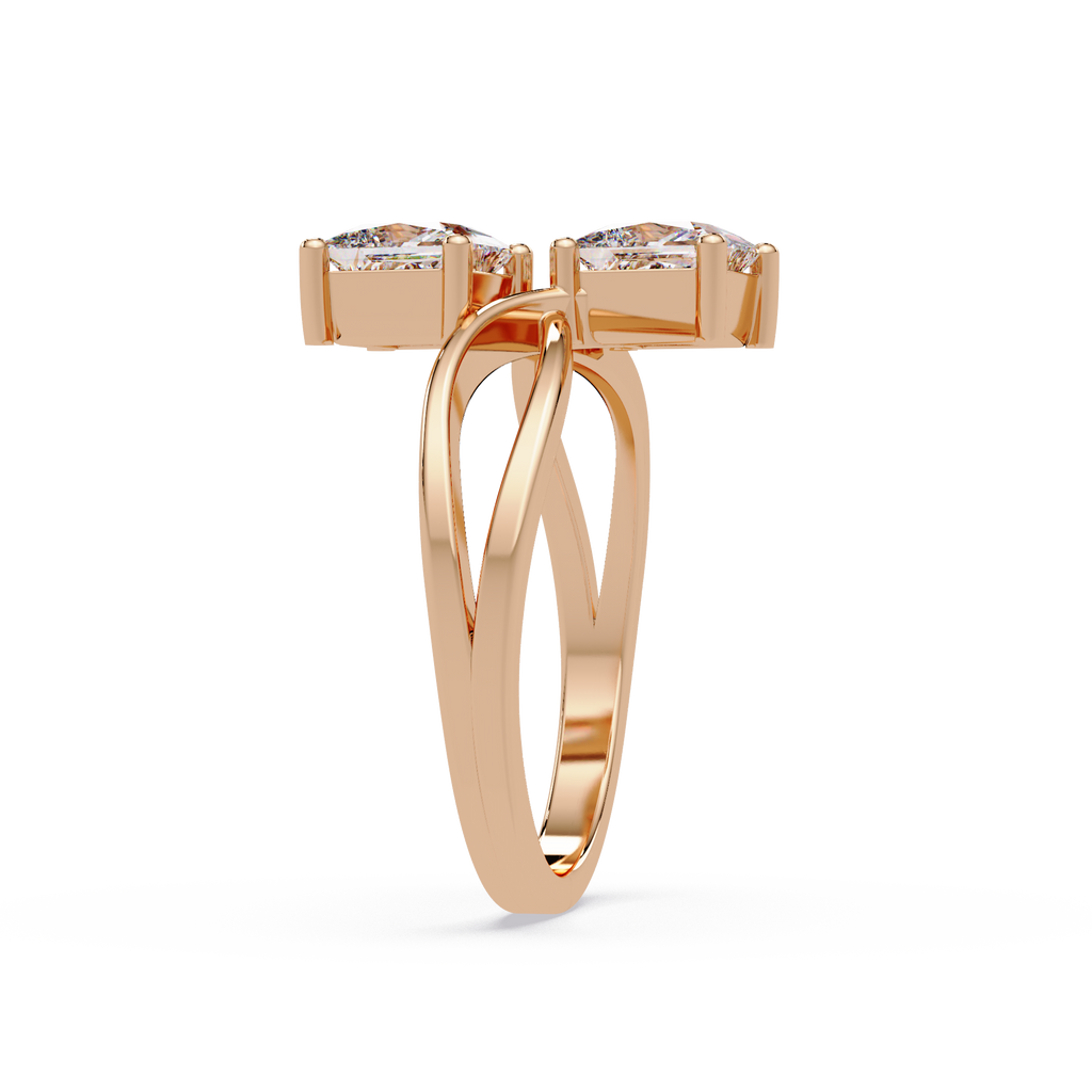 Princess Cut Bypass Diamond Ring | Infinity Twist Solitaire Ring