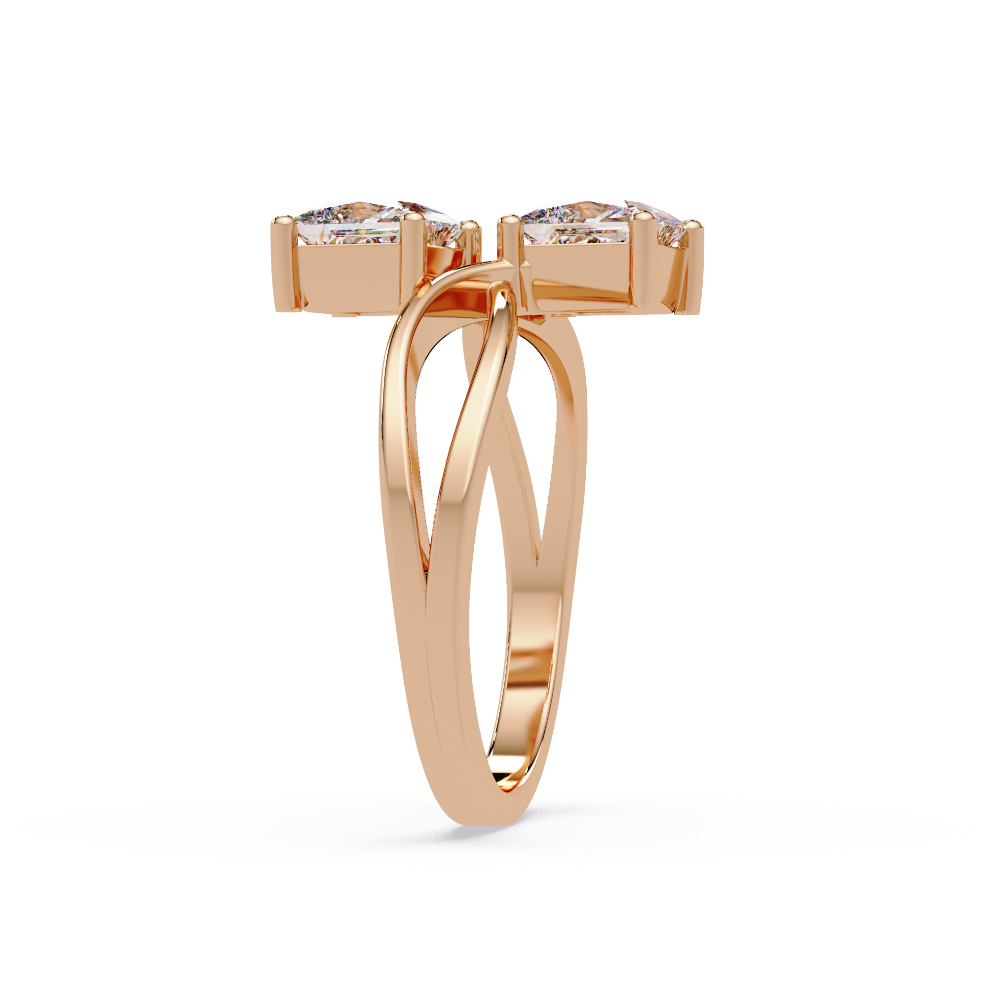 Princess Cut Bypass Diamond Ring | Infinity Twist Solitaire Ring