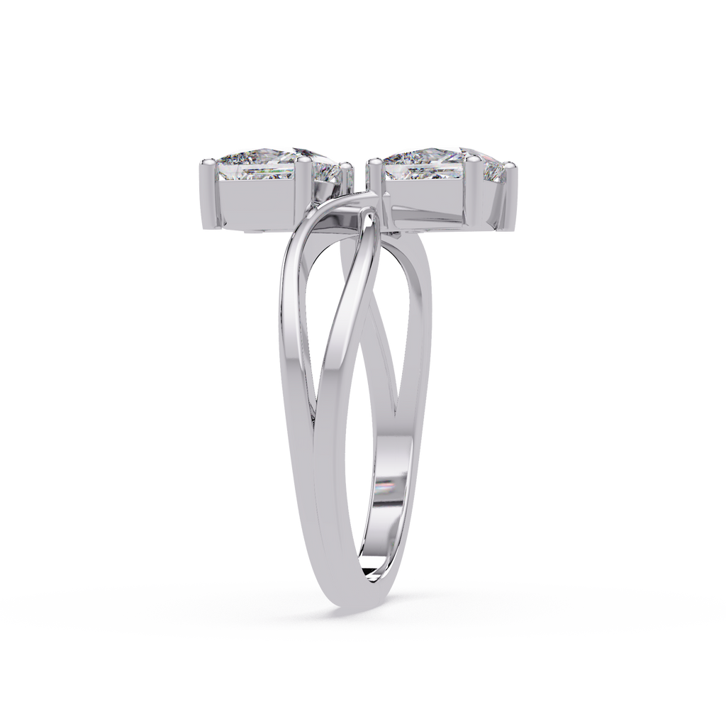 Princess Cut Bypass Diamond Ring | Infinity Twist Solitaire Ring