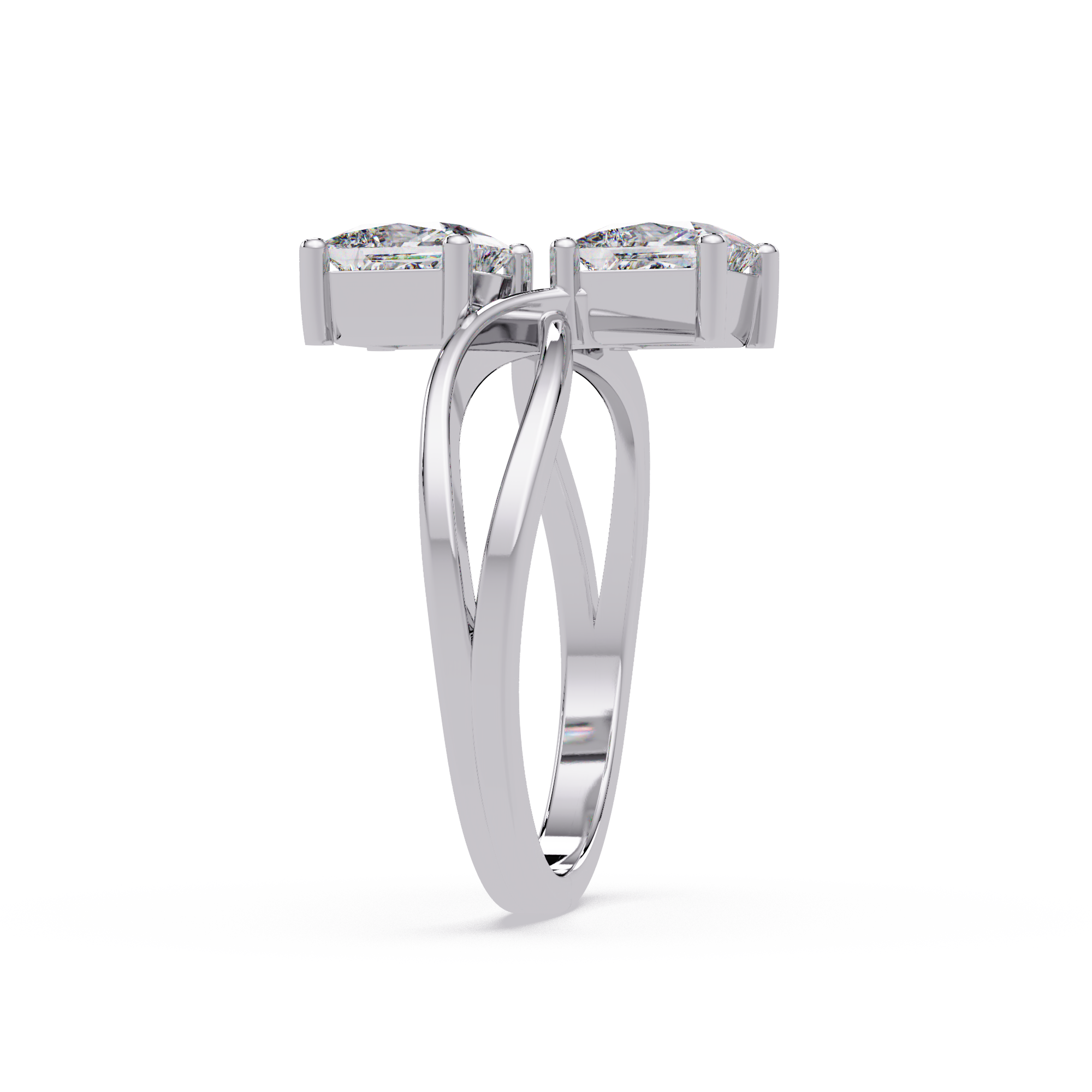 Princess Cut Bypass Diamond Ring | Infinity Twist Solitaire Ring