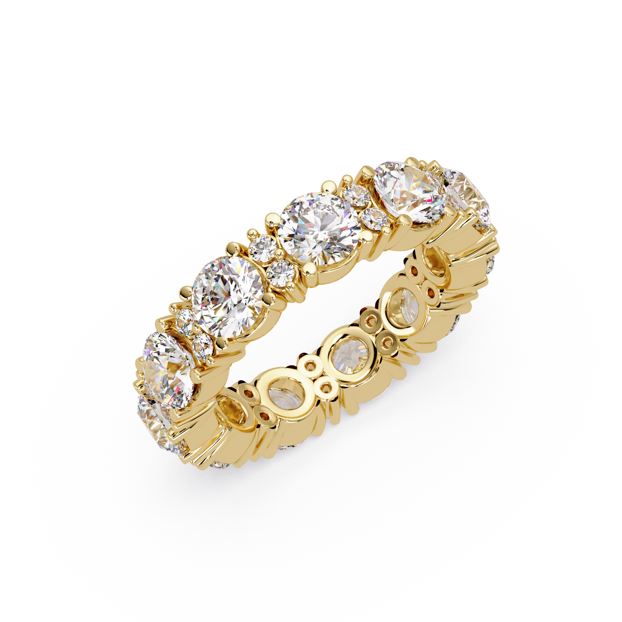 Round Cut Diamond Eternity Band in Gold