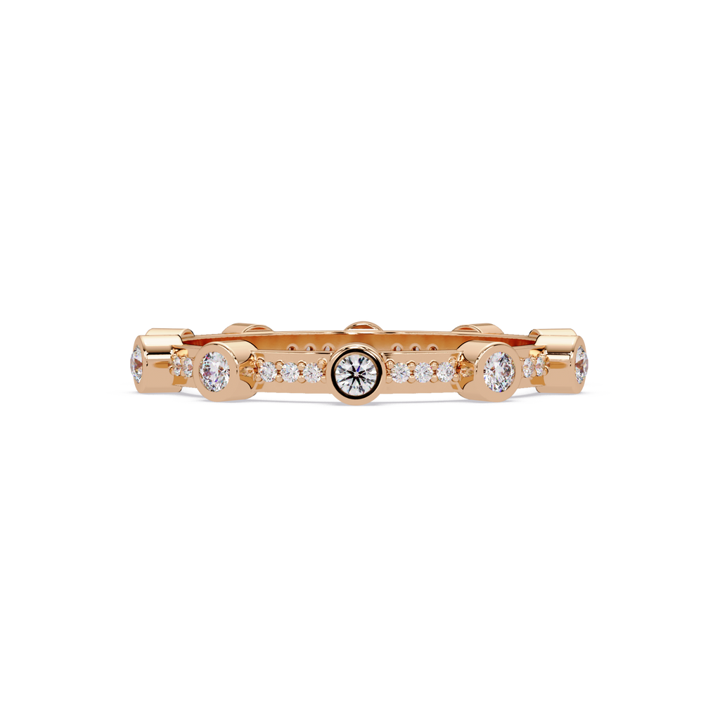 Round Cut Bezel Set Diamond Eternity Band in Gold