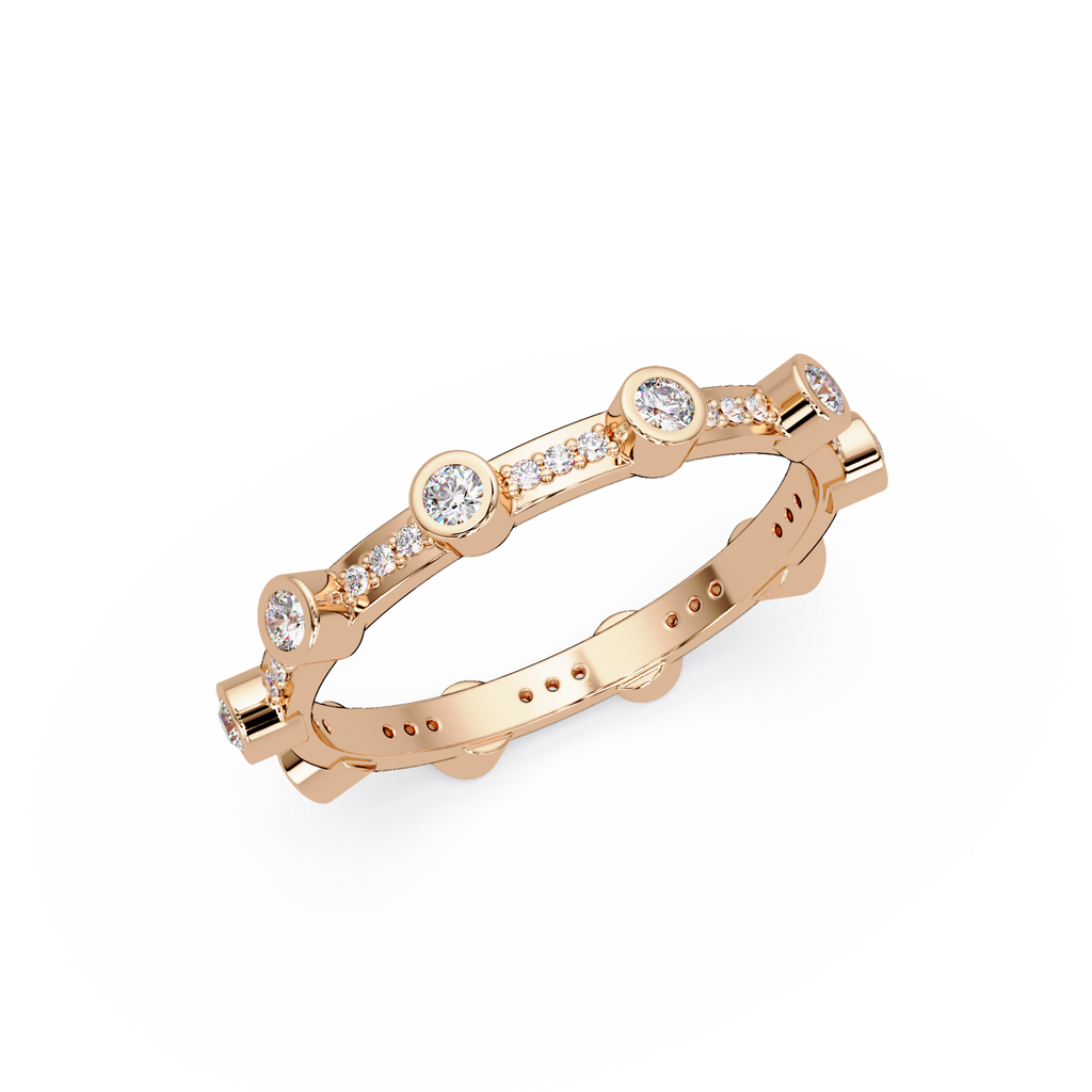 Round Cut Bezel Set Diamond Eternity Band in Gold
