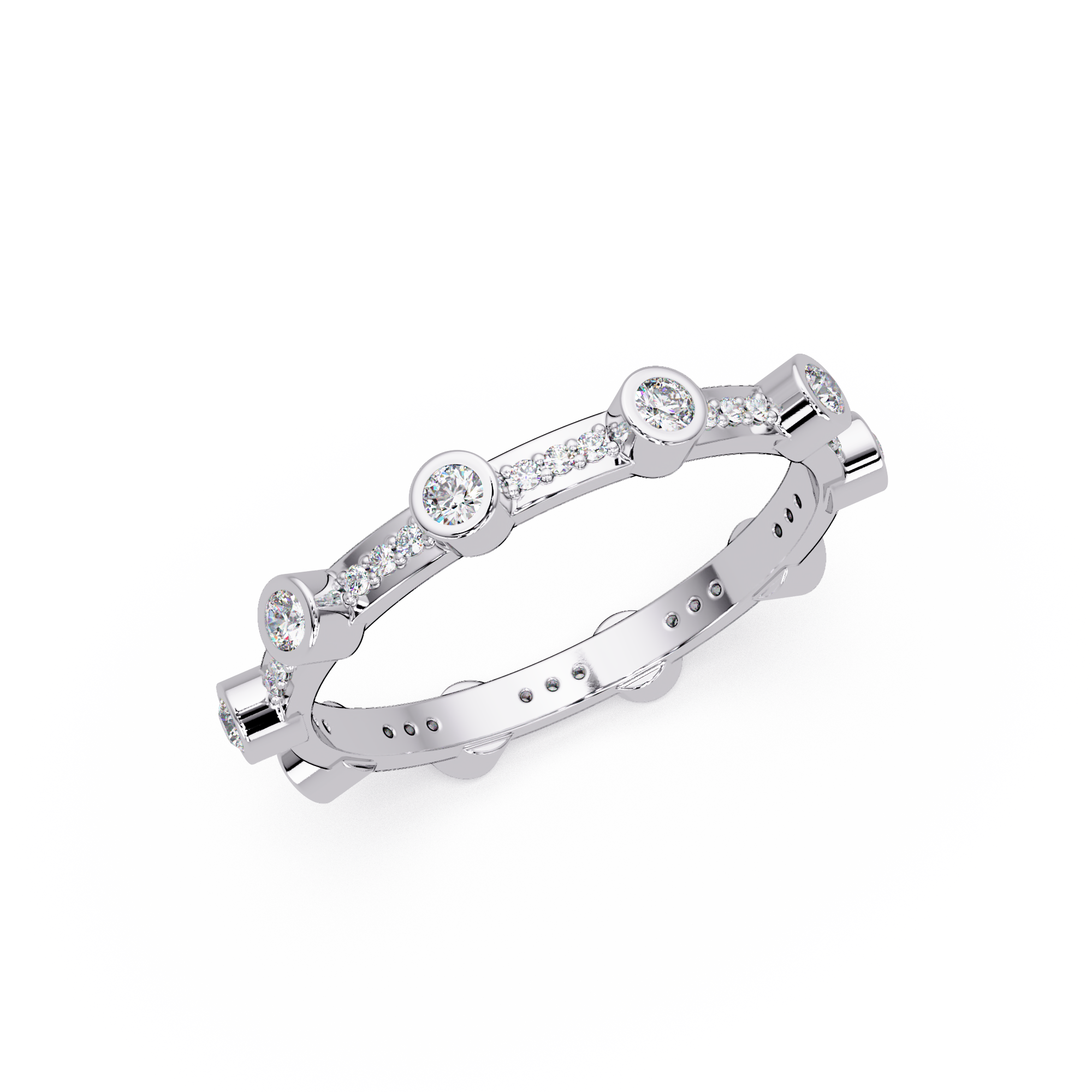 Round Cut Bezel Set Diamond Eternity Band in Gold