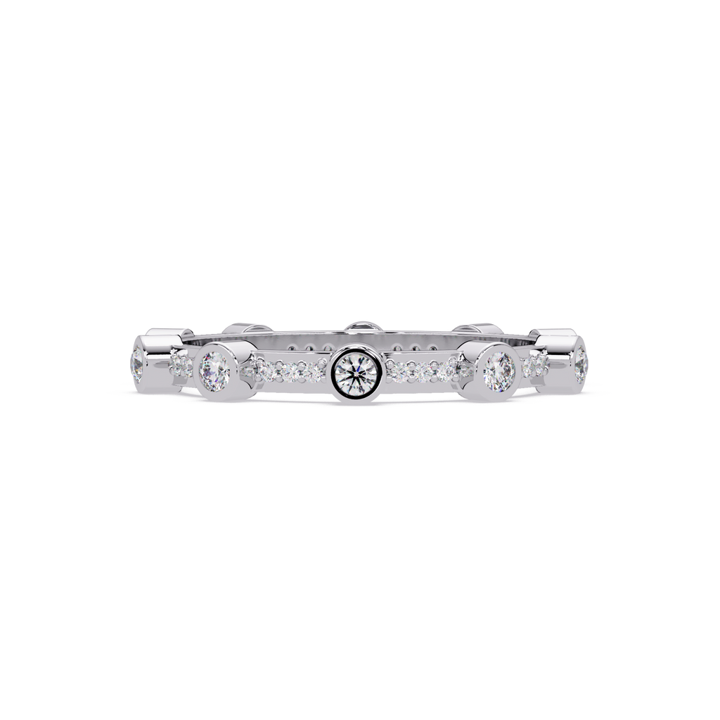 Round Cut Bezel Set Diamond Eternity Band in Gold