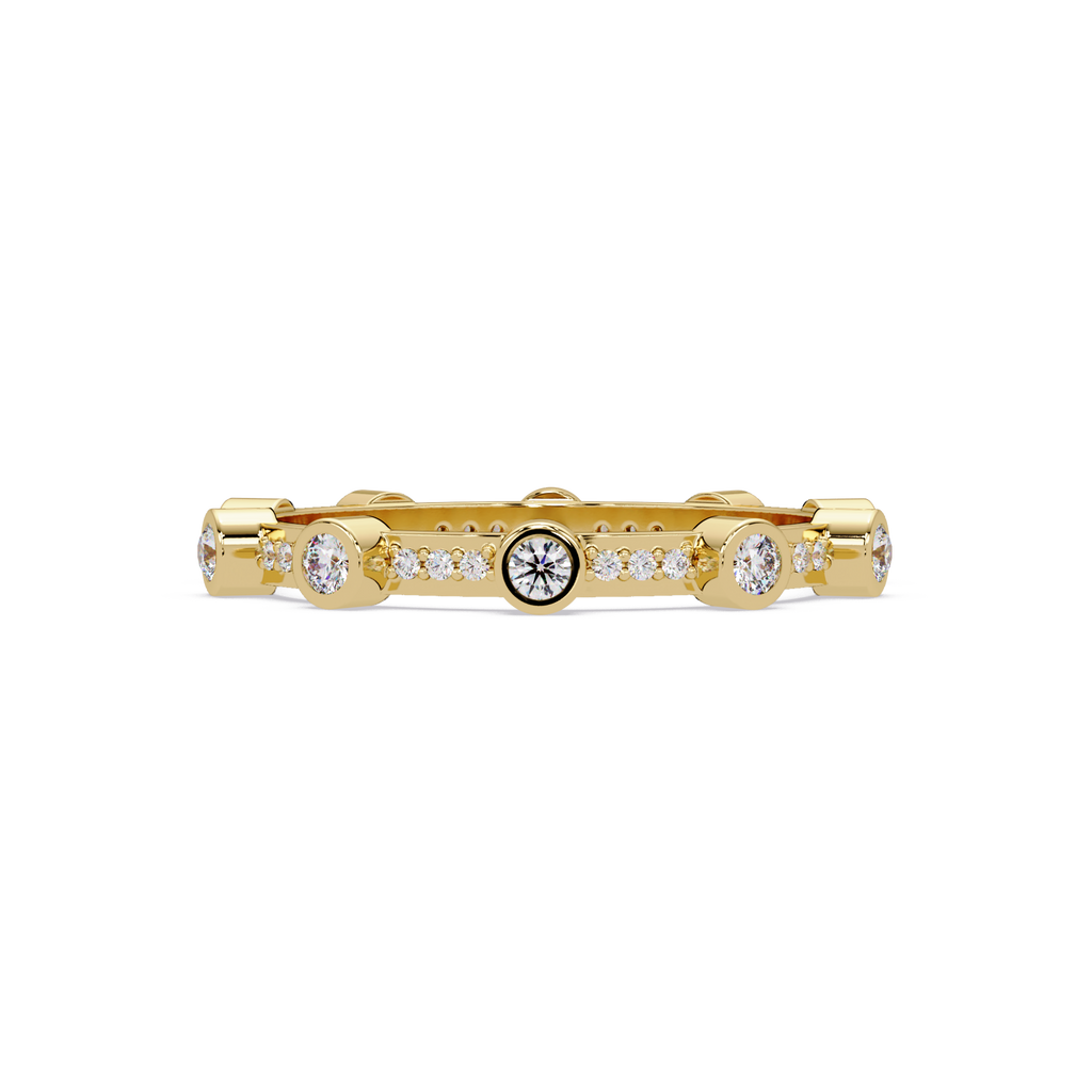 Round Cut Bezel Set Diamond Eternity Band in Gold