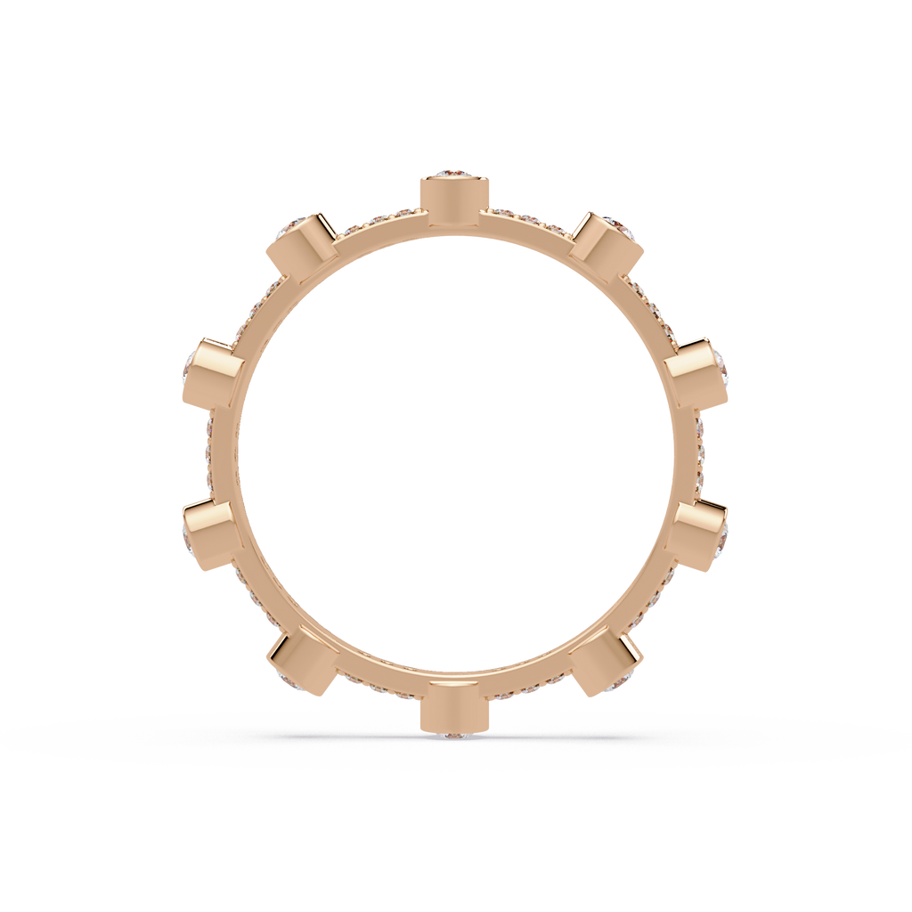 Round Cut Bezel Set Diamond Eternity Band in Gold