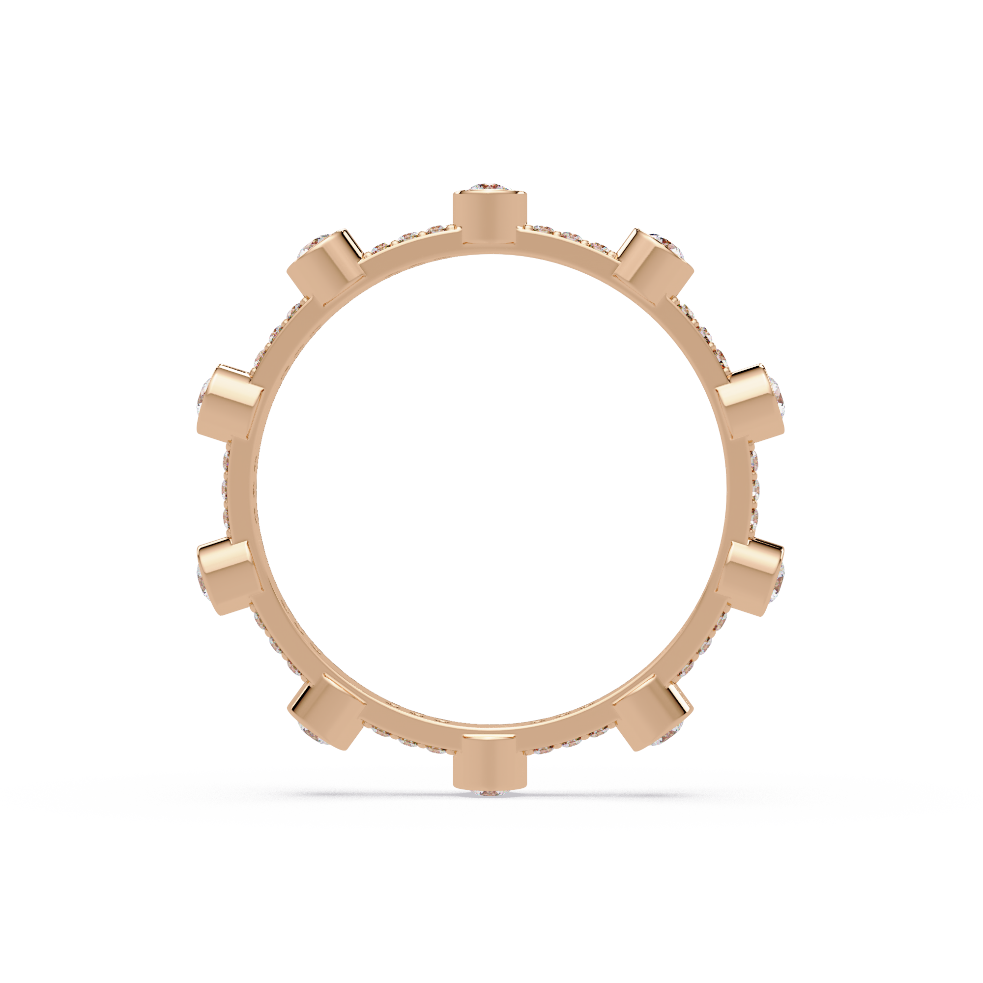 Round Cut Bezel Set Diamond Eternity Band in Gold