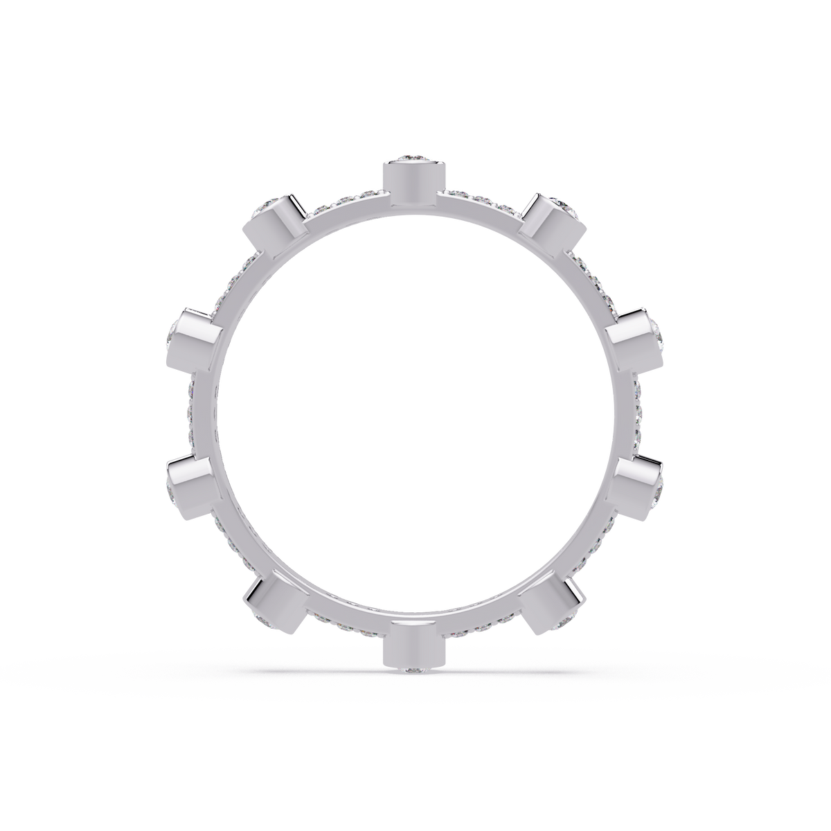 Round Cut Bezel Set Diamond Eternity Band in Gold