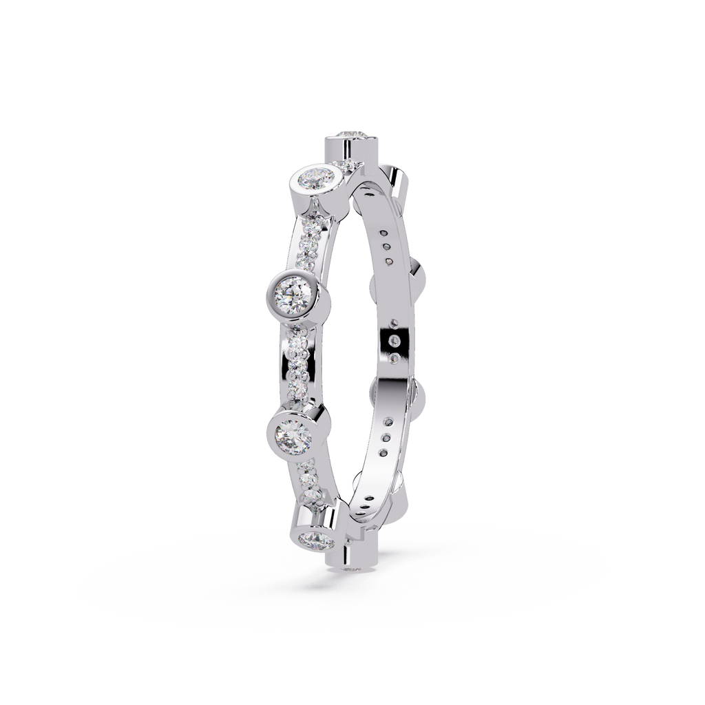 Round Cut Bezel Set Diamond Eternity Band in Gold
