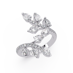 Nature Inspired Emerald & Round Diamond Leaf Ring