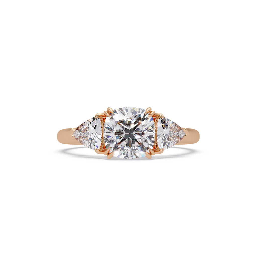 Oval & Pear Three Stone Diamond Engagement Ring