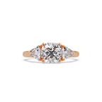 Oval & Pear Three Stone Diamond Engagement Ring