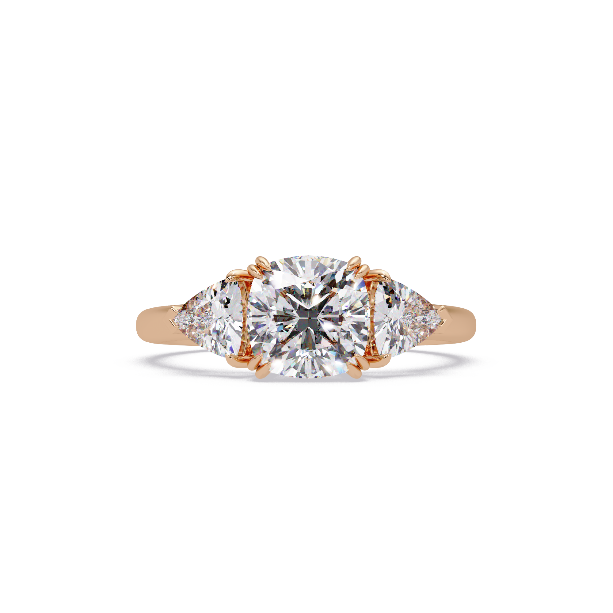 Oval & Pear Three Stone Diamond Engagement Ring