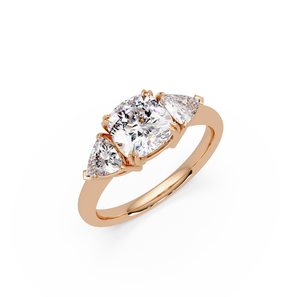 Oval & Pear Three Stone Diamond Engagement Ring