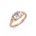 Oval & Pear Three Stone Diamond Engagement Ring