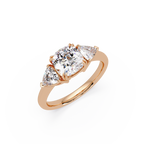 Oval & Pear Three Stone Diamond Engagement Ring