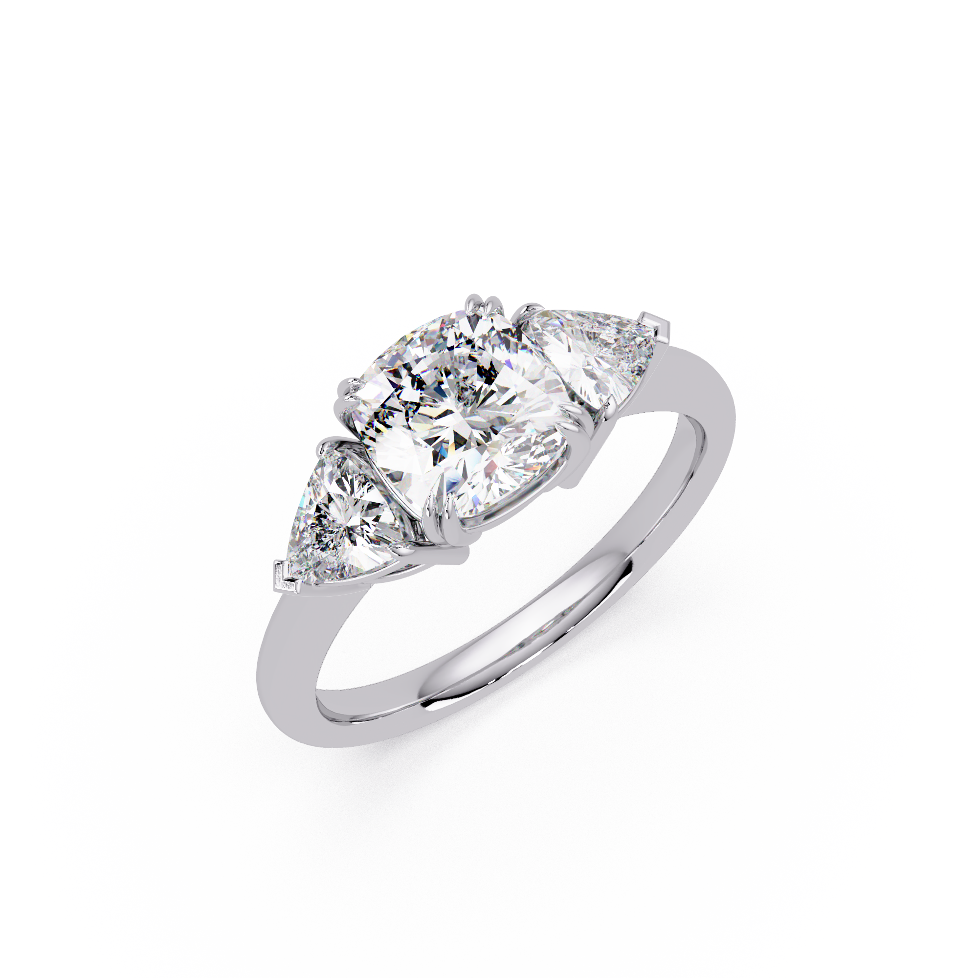 Oval & Pear Three Stone Diamond Engagement Ring