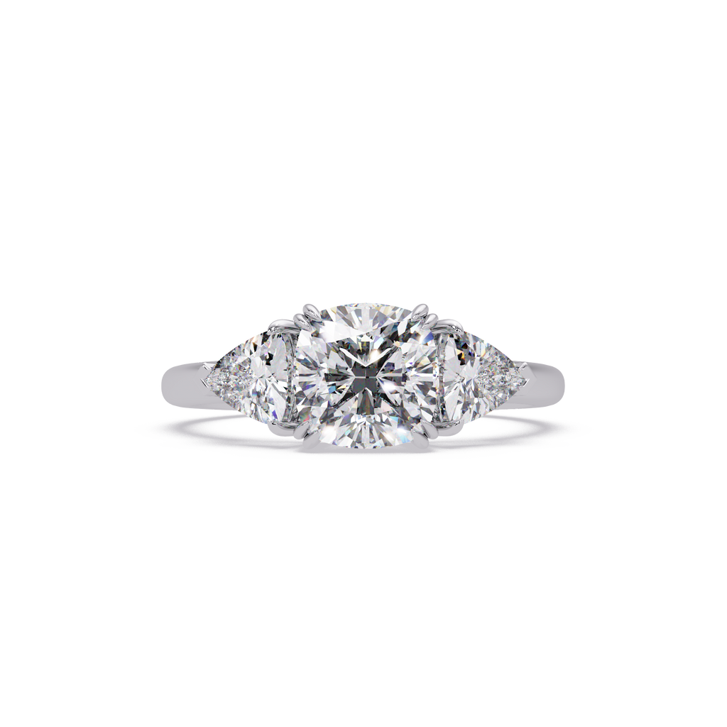 Oval & Pear Three Stone Diamond Engagement Ring