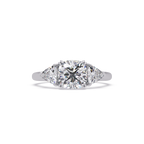 Oval & Pear Three Stone Diamond Engagement Ring