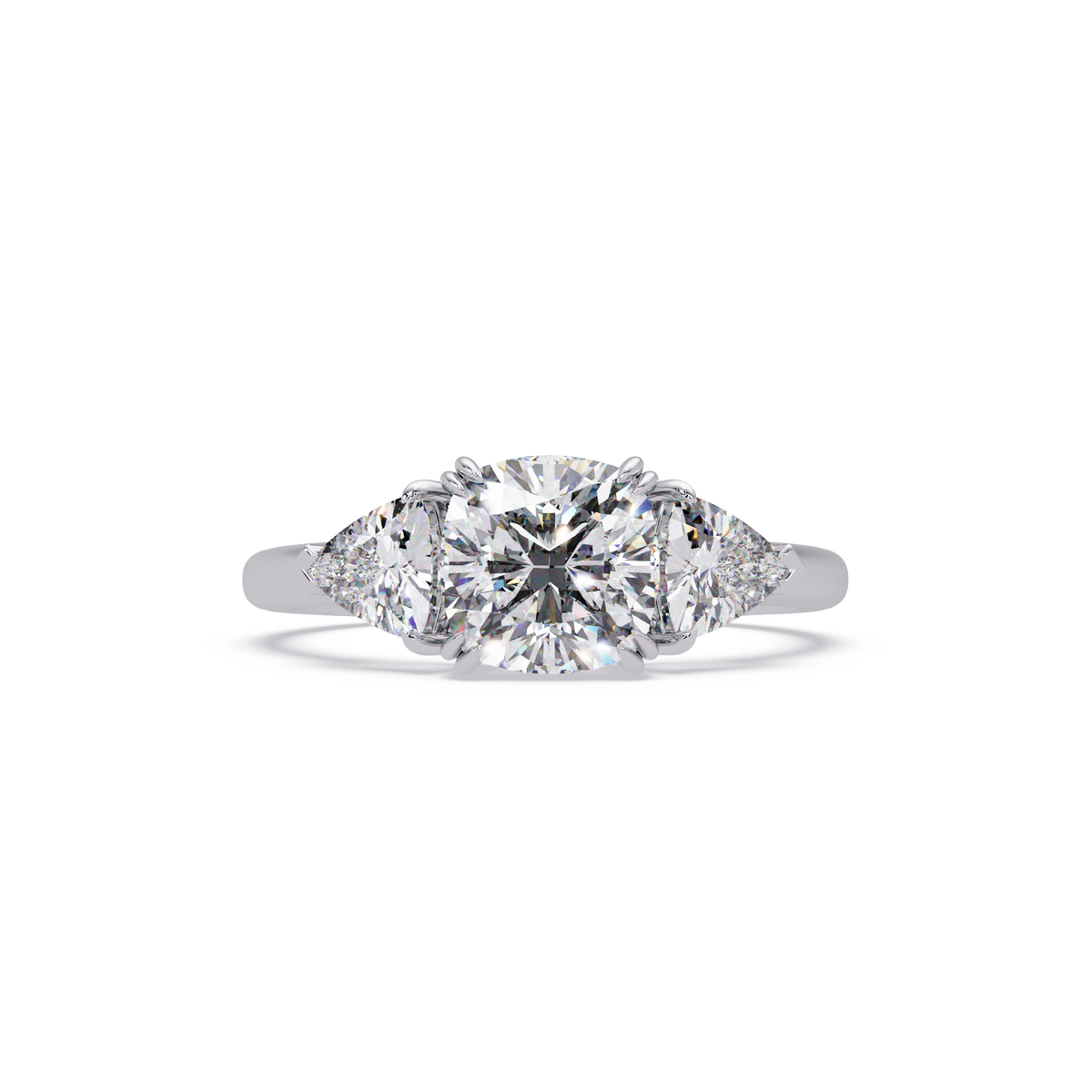 Oval & Pear Three Stone Diamond Engagement Ring