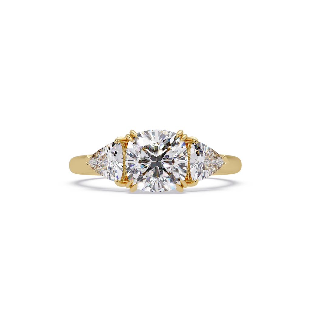 Oval & Pear Three Stone Diamond Engagement Ring