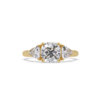 Oval & Pear Three Stone Diamond Engagement Ring