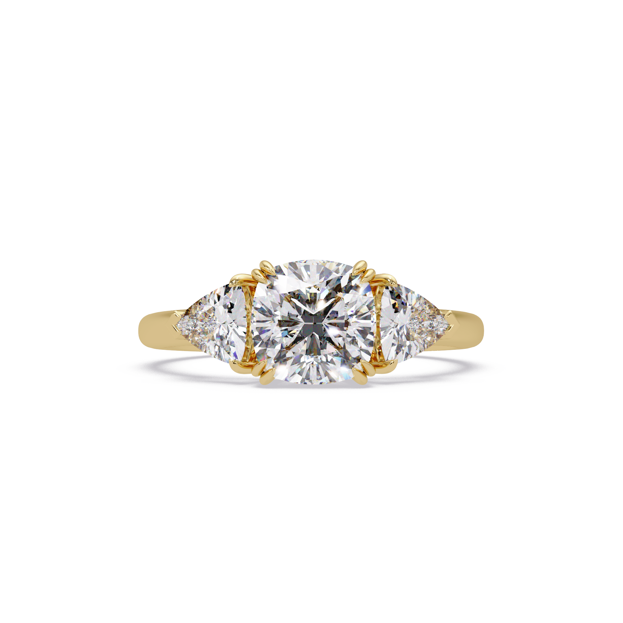Oval & Pear Three Stone Diamond Engagement Ring