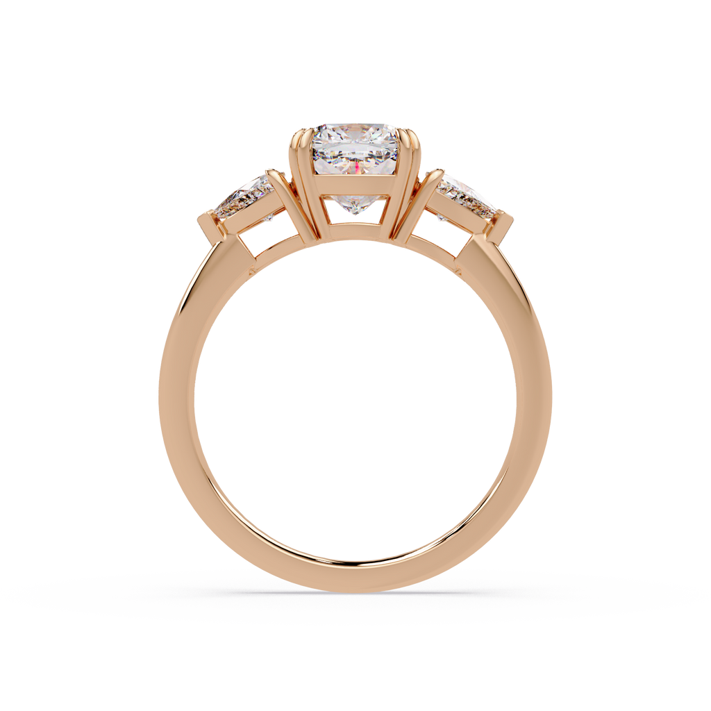 Oval & Pear Three Stone Diamond Engagement Ring