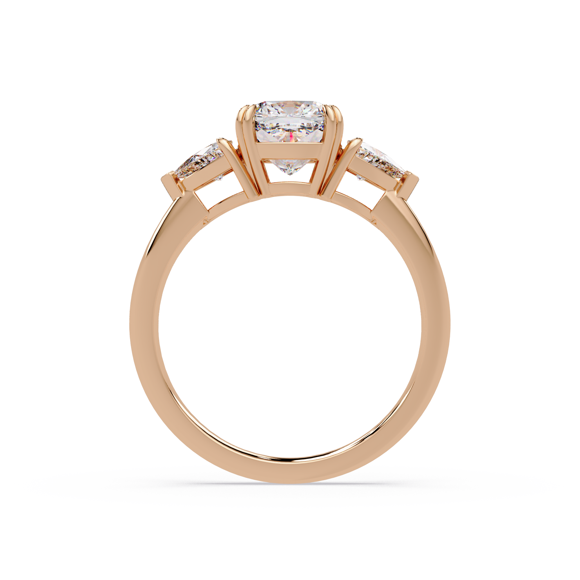 Oval & Pear Three Stone Diamond Engagement Ring