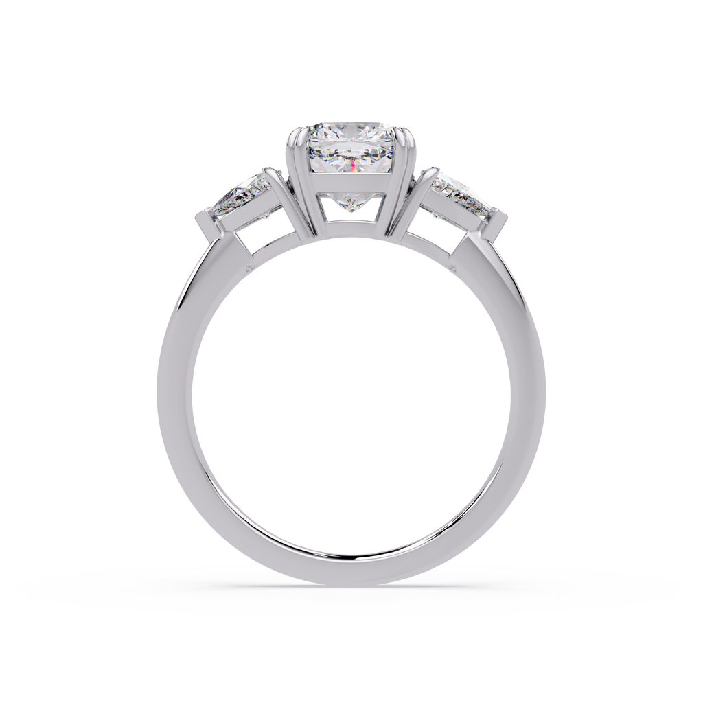 Oval & Pear Three Stone Diamond Engagement Ring