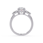Oval & Pear Three Stone Diamond Engagement Ring