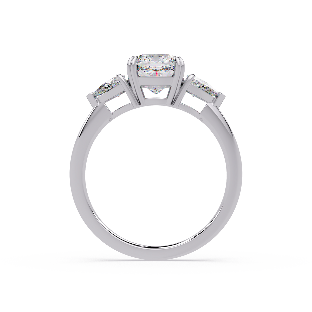Oval & Pear Three Stone Diamond Engagement Ring