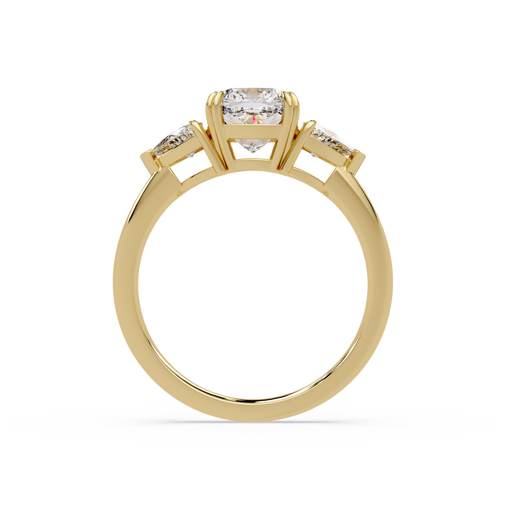 Oval & Pear Three Stone Diamond Engagement Ring