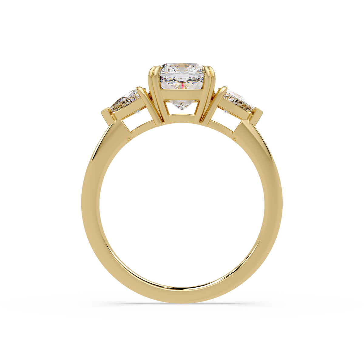 Oval & Pear Three Stone Diamond Engagement Ring
