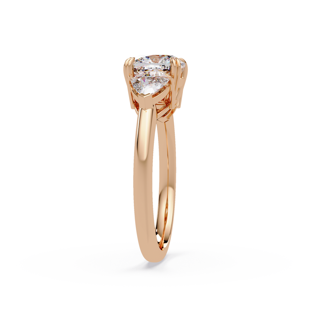 Oval & Pear Three Stone Diamond Engagement Ring