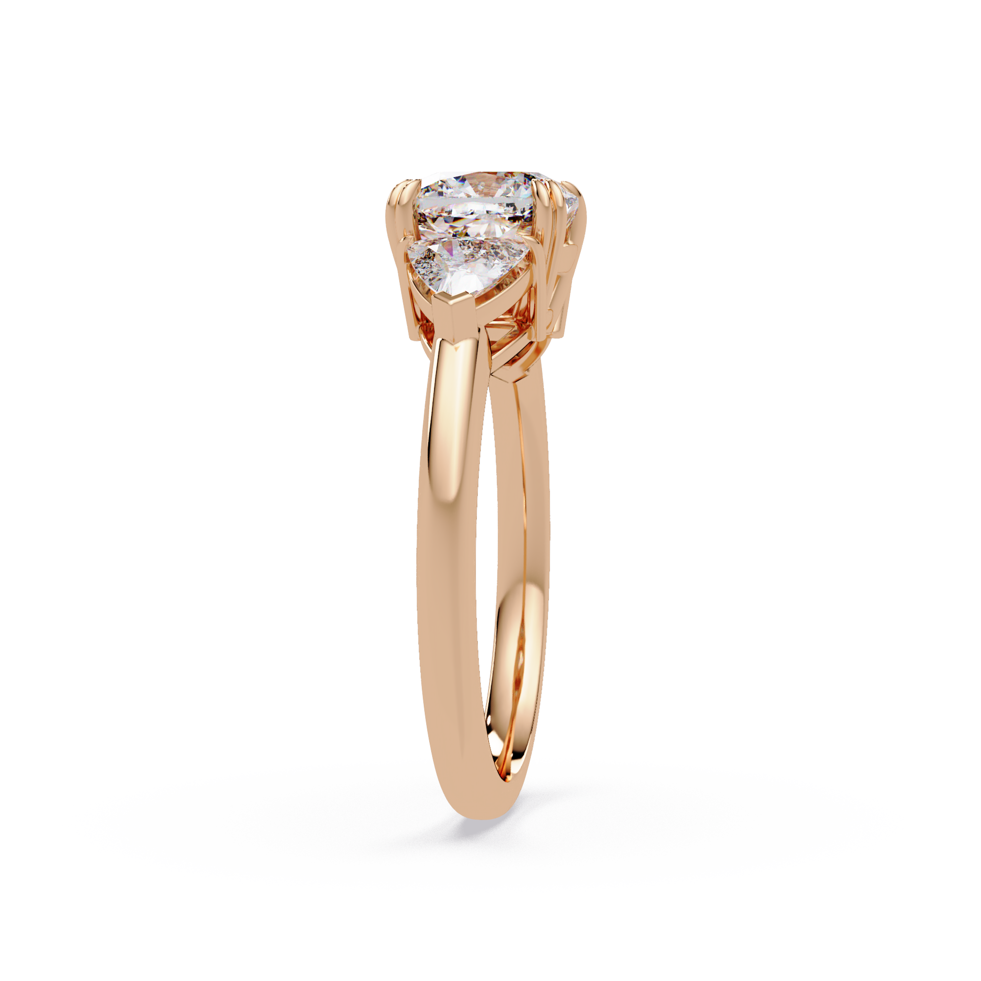 Oval & Pear Three Stone Diamond Engagement Ring
