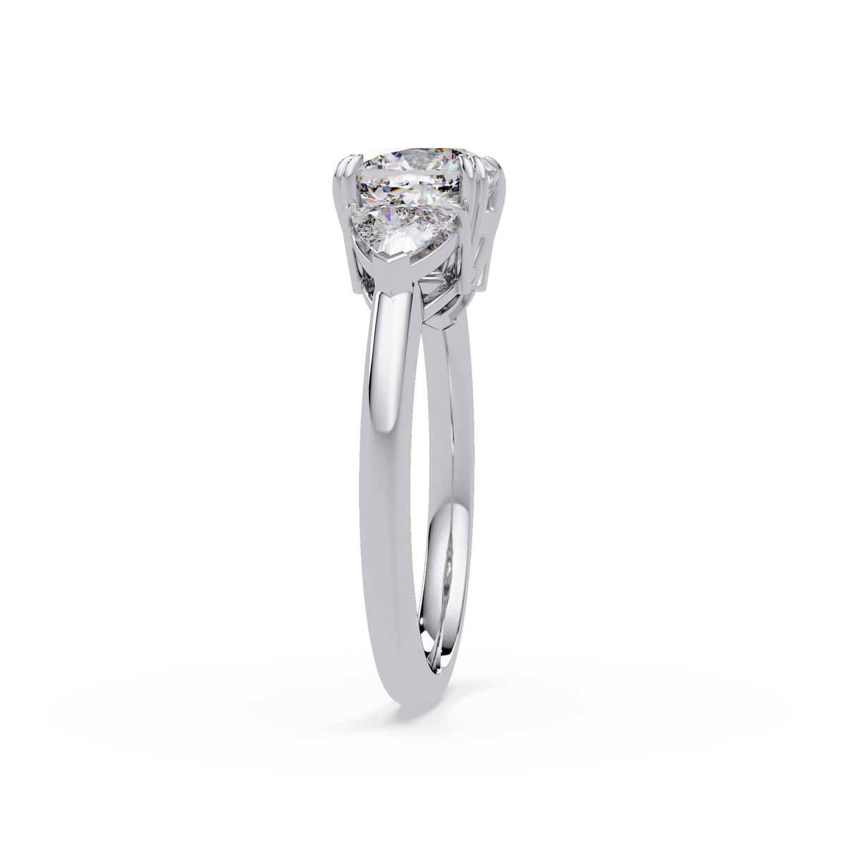 Oval & Pear Three Stone Diamond Engagement Ring