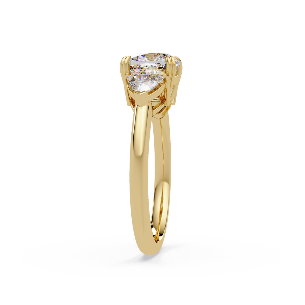 Oval & Pear Three Stone Diamond Engagement Ring