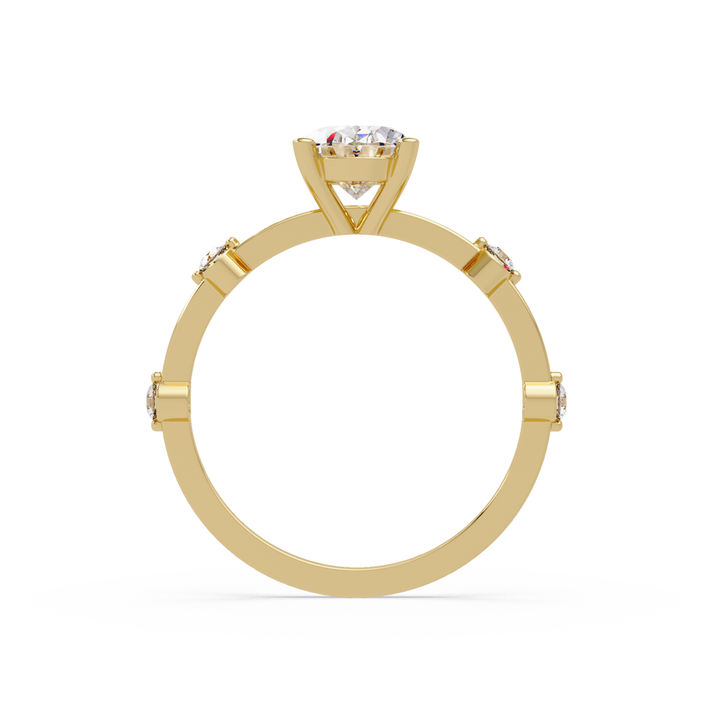 Celestial Floating Diamond Solitaire Ring with Bezel Accent Stones