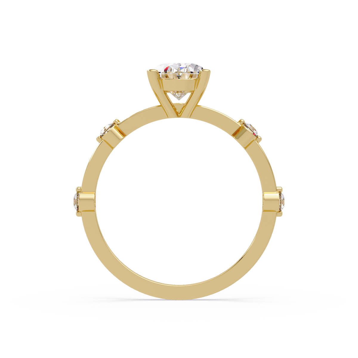 Celestial Floating Diamond Solitaire Ring with Bezel Accent Stones