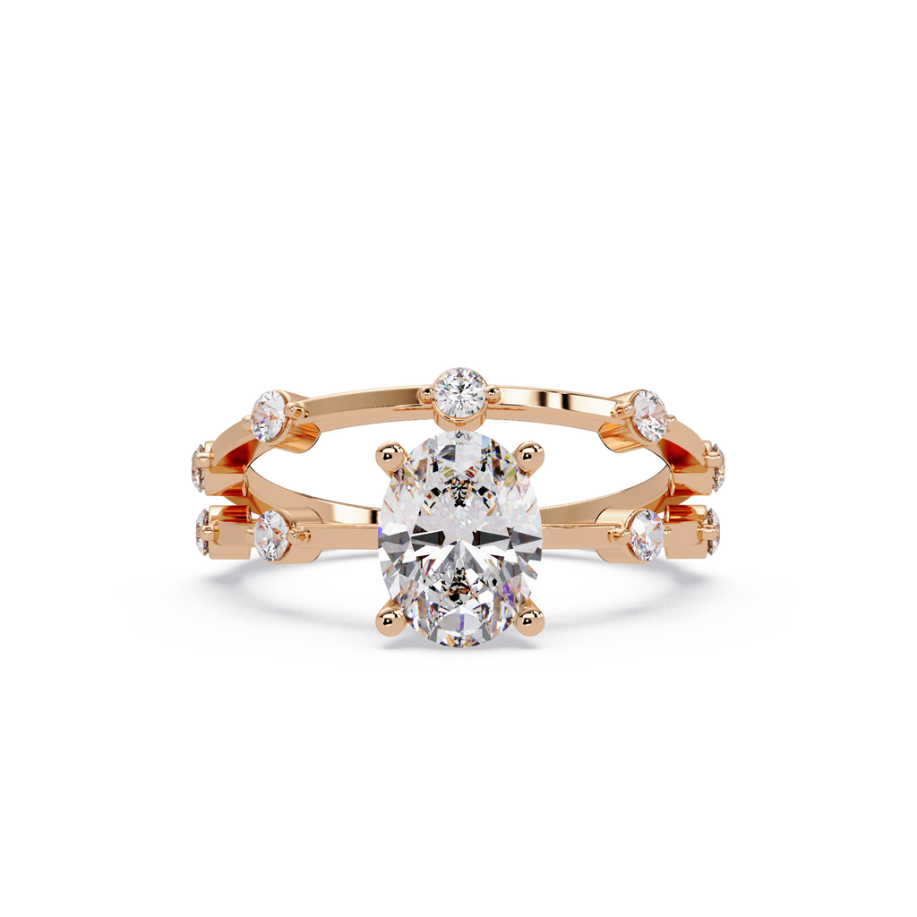 Celestial Floating Diamond Solitaire Ring with Bezel Accent Stones