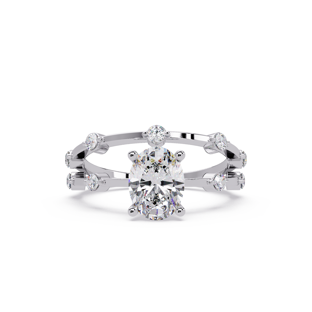 Celestial Floating Diamond Solitaire Ring with Bezel Accent Stones