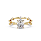 Celestial Floating Diamond Solitaire Ring with Bezel Accent Stones