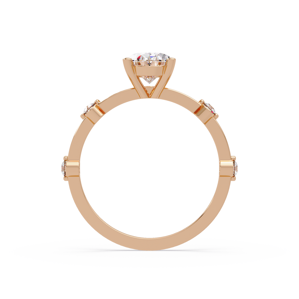 Celestial Floating Diamond Solitaire Ring with Bezel Accent Stones