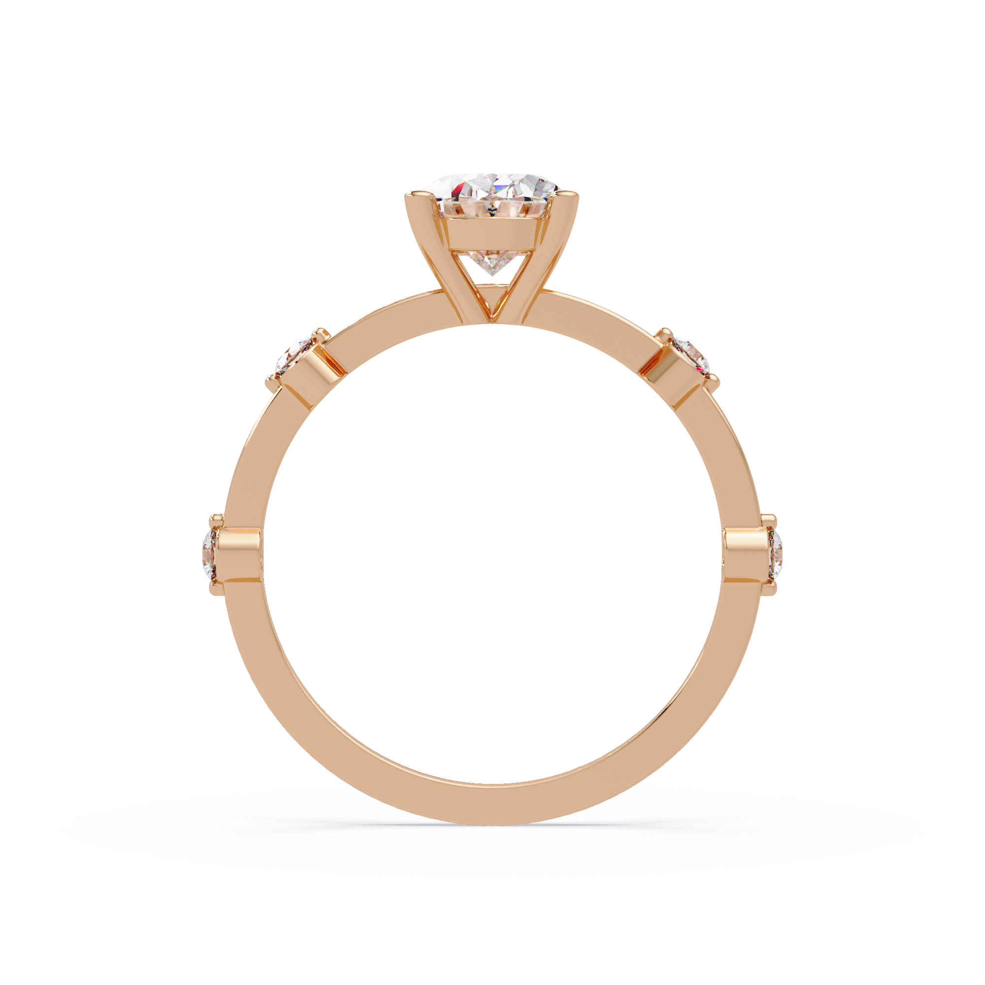Celestial Floating Diamond Solitaire Ring with Bezel Accent Stones