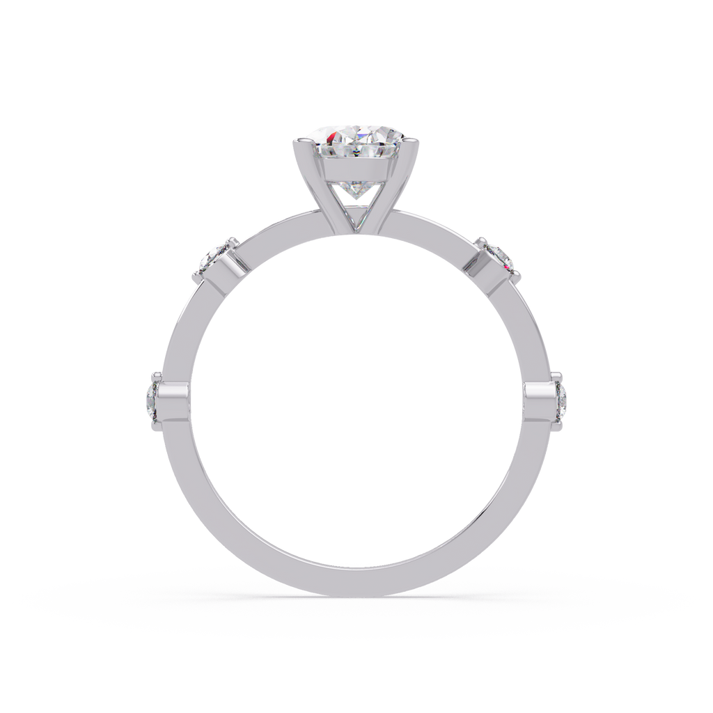 Celestial Floating Diamond Solitaire Ring with Bezel Accent Stones