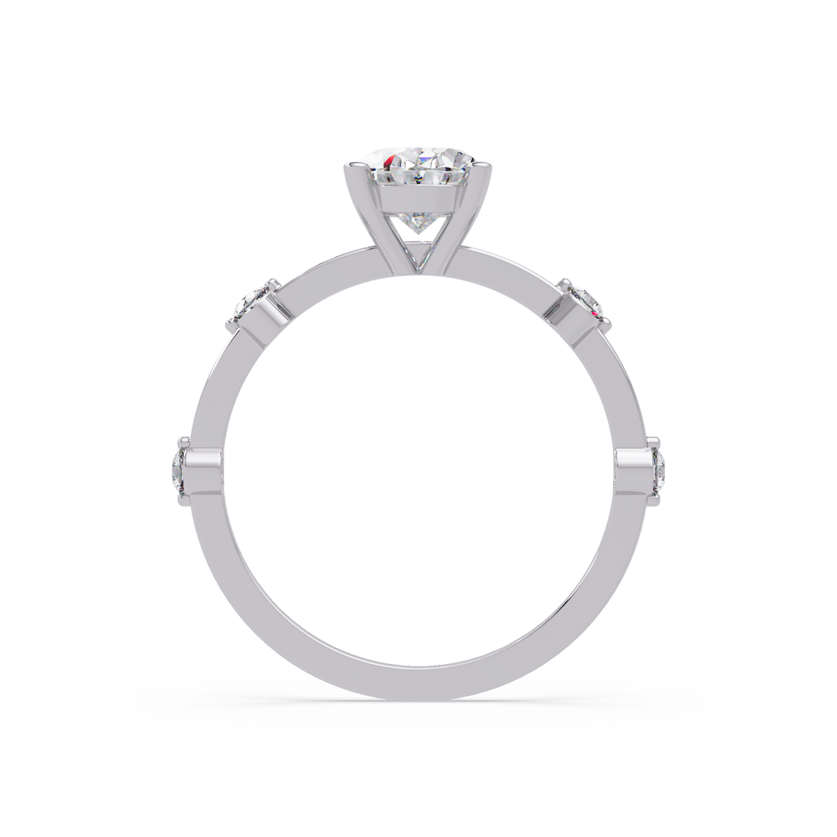 Celestial Floating Diamond Solitaire Ring with Bezel Accent Stones