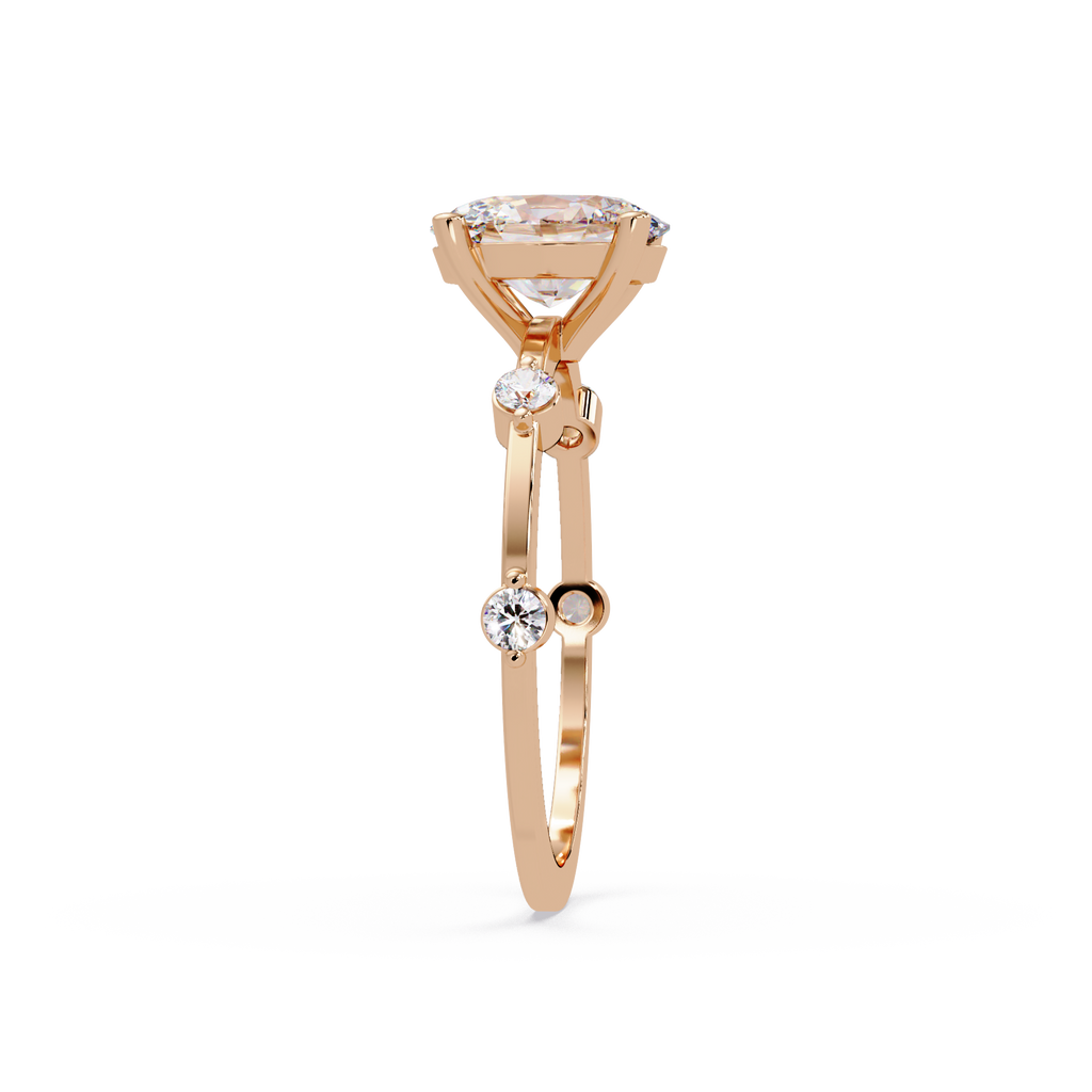 Celestial Floating Diamond Solitaire Ring with Bezel Accent Stones